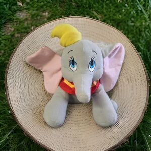 Dumbo Elephant Plush 14" Vintage Walt Disney Theme Parks Stuffed Animal Gray